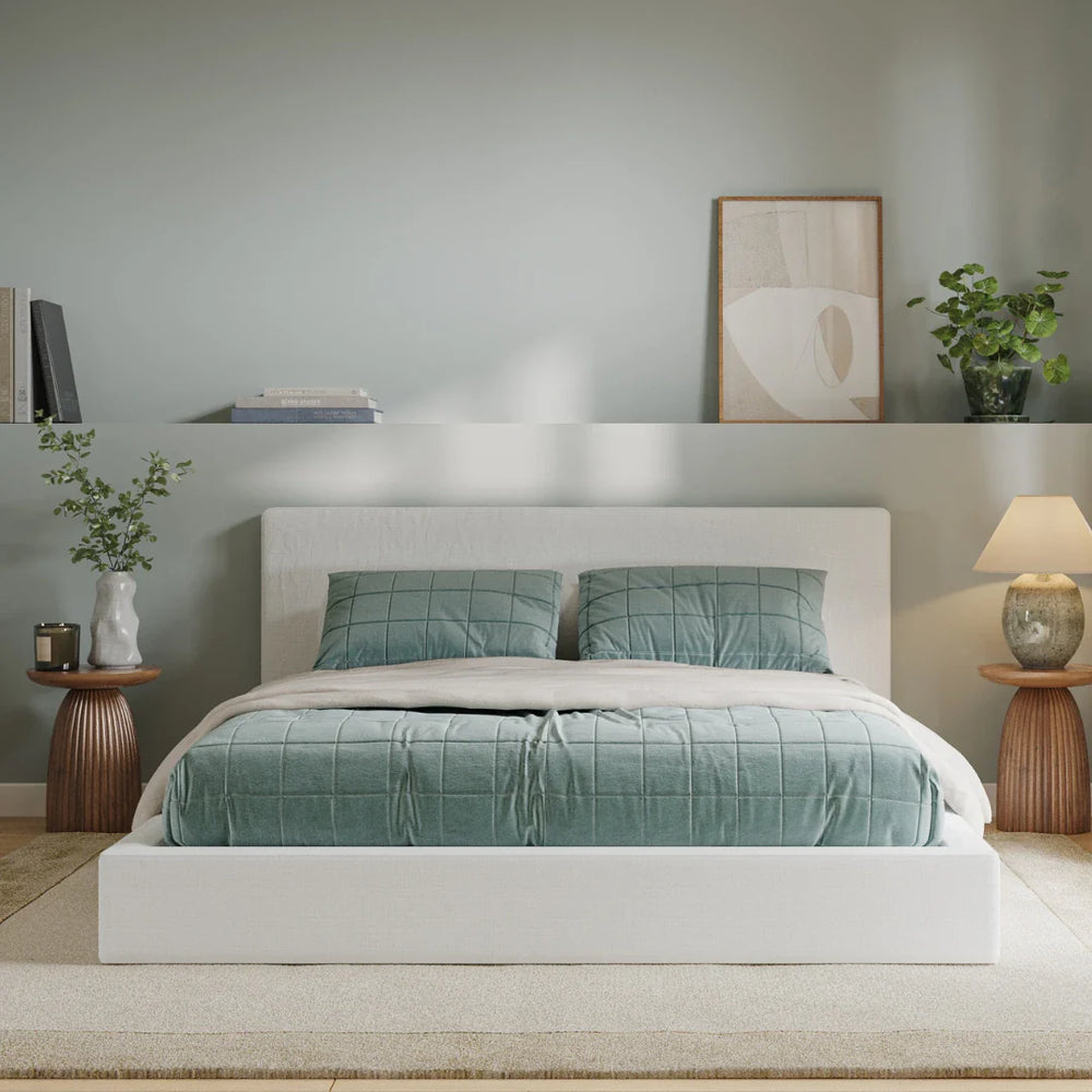 Classic Bed Set: Bed Frame + Headboard | White