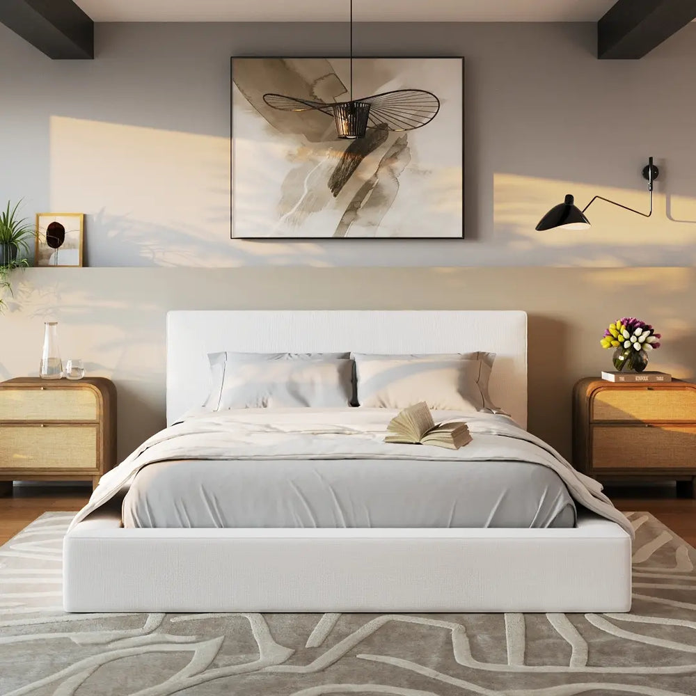 Ultra Bed Set: Bed Frame and Headboard | White